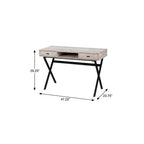 47" White and Silver Computer Desk With Two Drawers