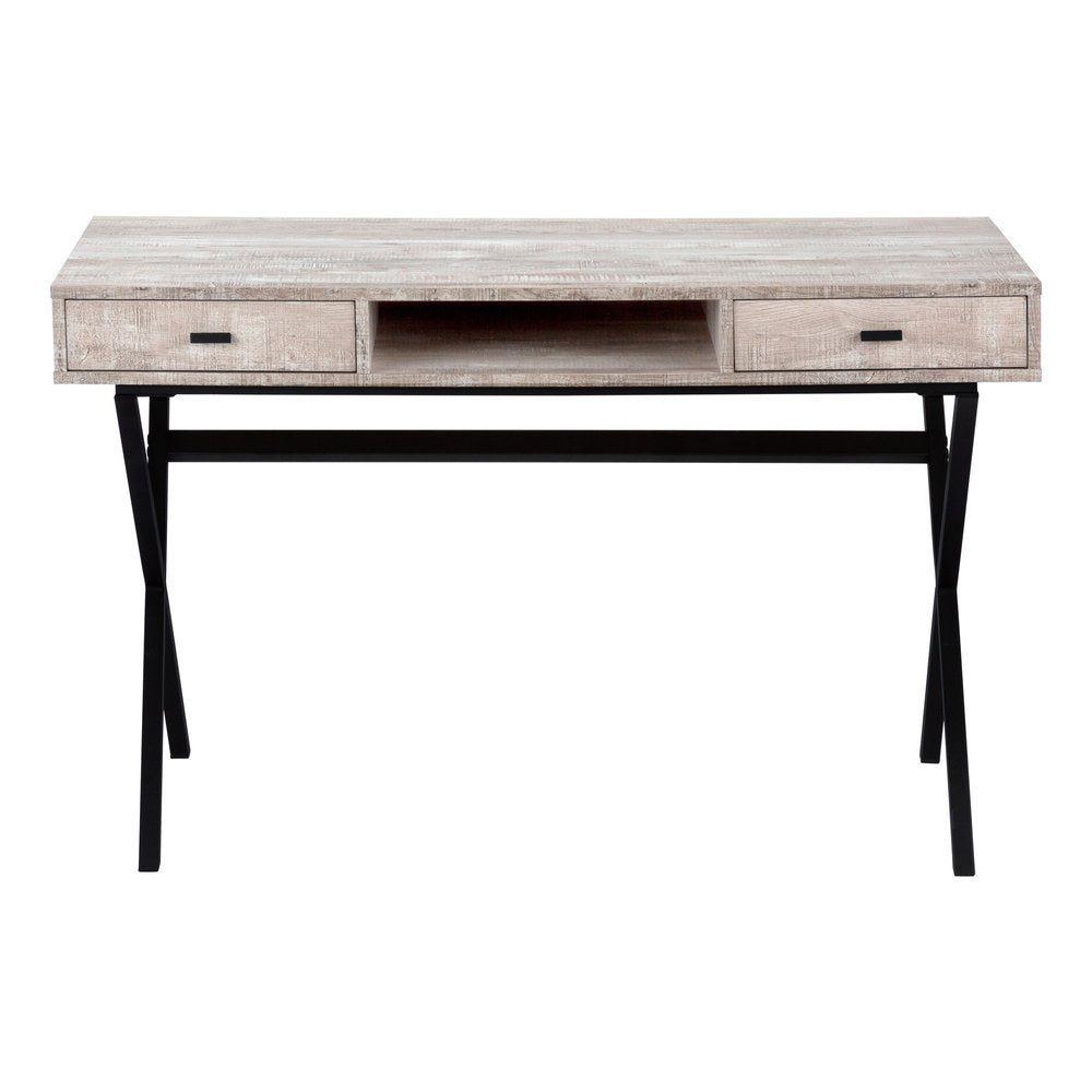 47" White and Silver Computer Desk With Two Drawers