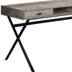 47" White and Silver Computer Desk With Two Drawers