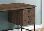 55" Brown and Black Computer Desk With Three Drawers