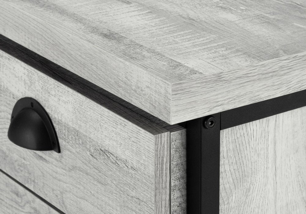 55" Gray and Black Computer Desk With Three Drawers
