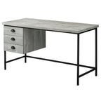 55" Gray and Black Computer Desk With Three Drawers