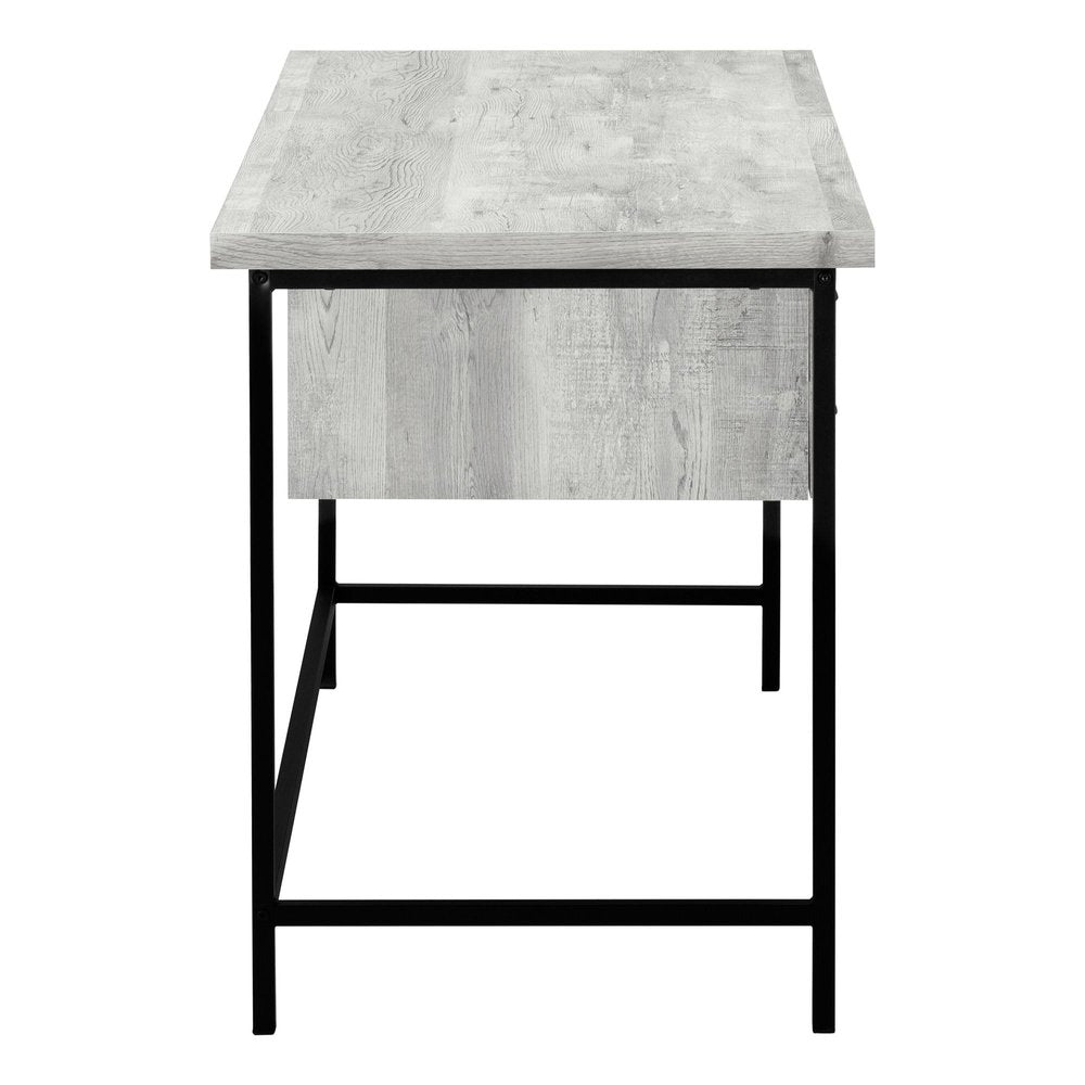 55" Gray and Black Computer Desk With Three Drawers