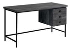 55" Gray and Black Computer Desk With Three Drawers