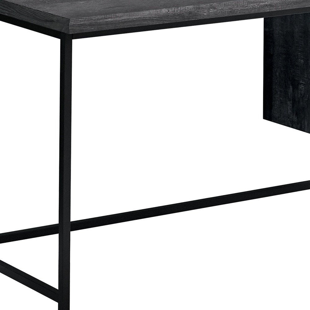 55" Gray and Black Computer Desk With Three Drawers