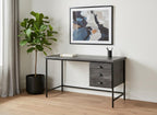 55" Gray and Black Computer Desk With Three Drawers