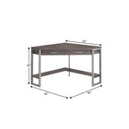 42" Taupe and Silver Corner Computer Desk