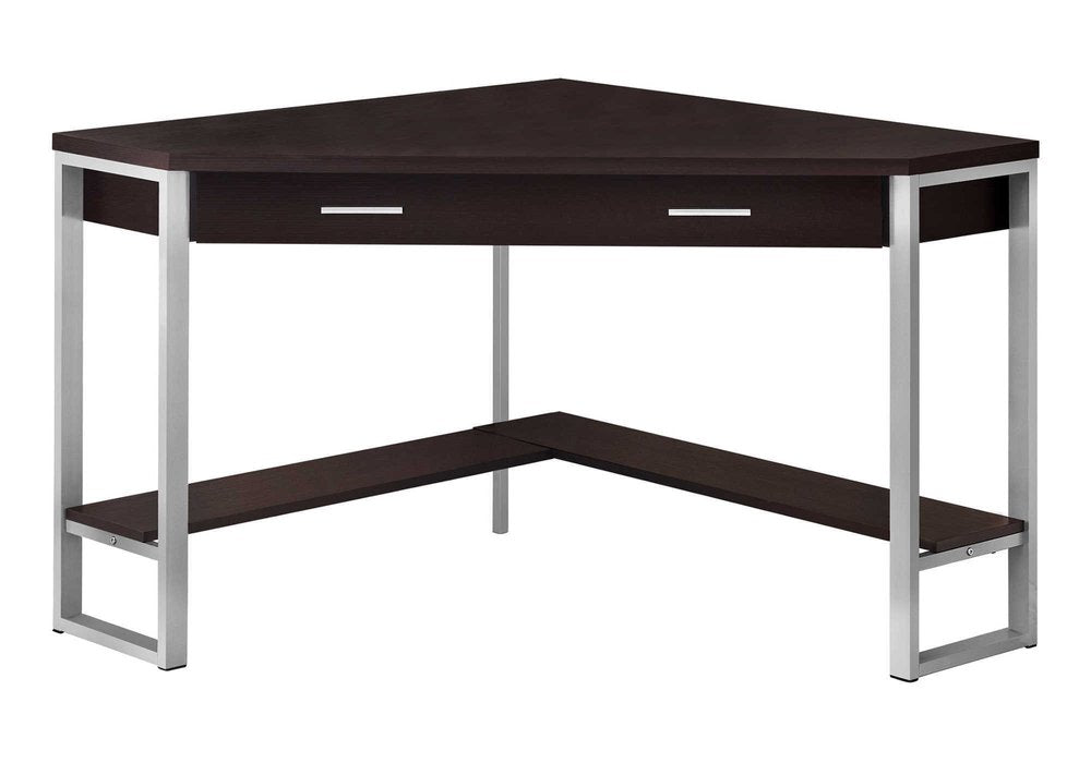 42" Taupe and Silver Corner Computer Desk