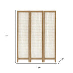 71" Clear Folding Three Panel Screen Room Divider