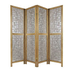84" Clear Capiz Mother of Pearl Folding Three Panel Screen Room Divider