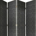 108" Gray Fabric And Wood Folding Five Panel Screen Room Divider