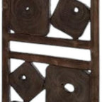 71" Brown Solid Wood Folding Three Panel Screen Room Divider