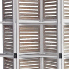71" White Wood Folding Four Panel Screen Room Divider