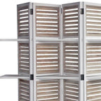 71" White Wood Folding Four Panel Screen Room Divider