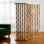 74" Natural Solid Wood Three Panel Screen Room Divider
