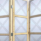 84" Silver Folding Three Panel Screen Room Divider