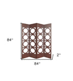 84" Brown Solid Wood Folding Four Panel Screen Room Divider