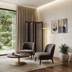 70" Brown Folding Three Panel Screen Room Divider
