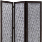 70" Brown Folding Three Panel Screen Room Divider