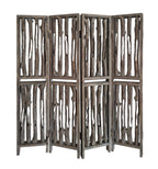 84" Brown Wood Folding Four Panel Screen Room Divider