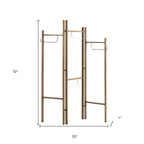 72" Brown Iron Folding Three Panel Screen Room Divider