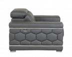 Two Piece Indoor Dark Gray Italian Leather Five Person Seating Set