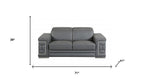 Two Piece Indoor Dark Gray Italian Leather Five Person Seating Set