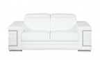 Two Piece Indoor White Italian Leather Five Person Seating Set