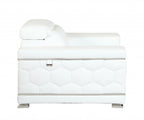 Two Piece Indoor White Italian Leather Five Person Seating Set