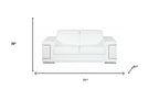 Two Piece Indoor White Italian Leather Five Person Seating Set