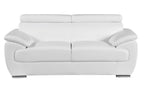Two Piece Indoor White Genuine Leather Five Person Seating Set