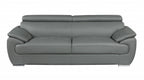 Two Piece Indoor Gray Genuine Leather Five Person Seating Set