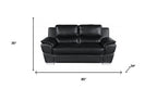 Two Piece Indoor Black Genuine Leather Five Person Seating Set