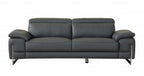 Two Piece Indoor Dark Gray Italian Leather Five Person Seating Set