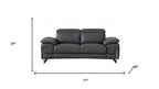 Two Piece Indoor Dark Gray Italian Leather Five Person Seating Set