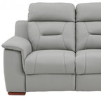 67" Gray And Brown Faux Leather Manual Reclining Loveseat