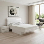 White Solid Wood King Bed Frame