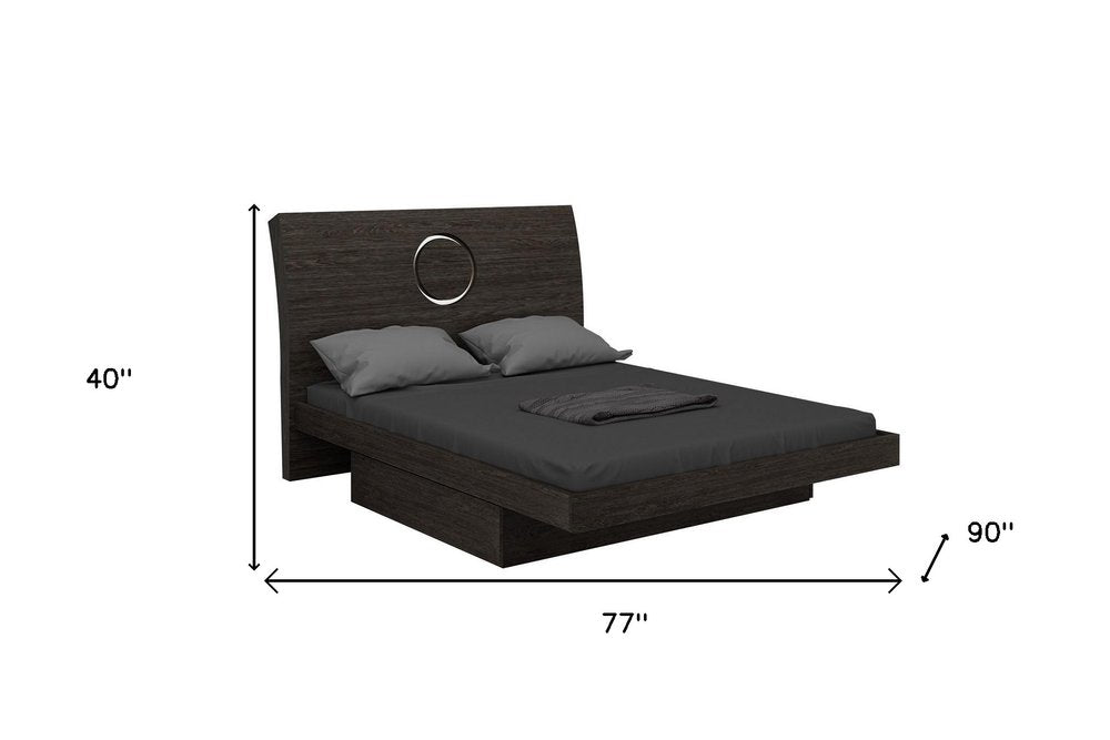 Gray Wood King Bed Frame With Drawer