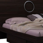 Brown Wood King Bed Frame With Drawer With Drawer Storage