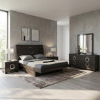 Four Piece Gray Solid Wood Bedroom Set With Mirror