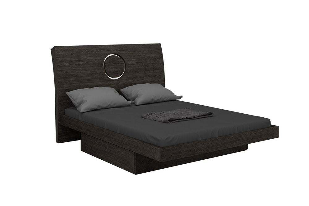 Gray Wood Queen Bed Frame With Drawer With Drawer Storage