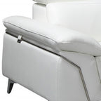 White Italian Leather L Shaped Two Piece Sofa and Chaise Sectional