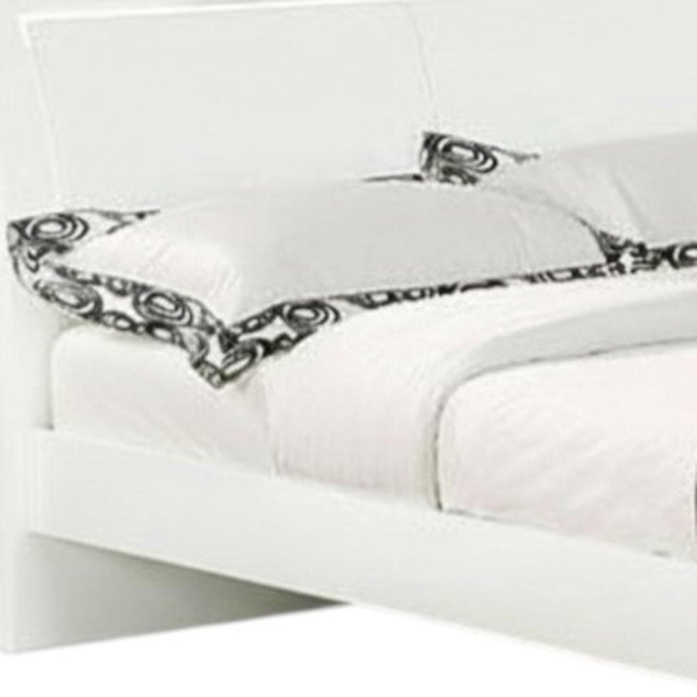 White Wood Lighted California King Bed Frame