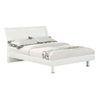 White Wood Lighted California King Bed Frame