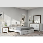 Four Piece White Solid Wood Bedroom Set With Mirror