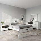 Four Piece White Solid Wood Bedroom Set With Mirror
