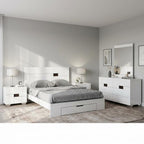 Four Piece White Solid Wood Bedroom Set With Mirror