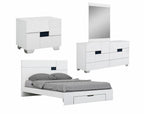 Four Piece White Solid Wood Bedroom Set With Mirror