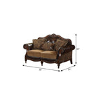 70" Brown Faux Leather Chesterfield Loveseat