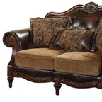 70" Brown Faux Leather Chesterfield Loveseat
